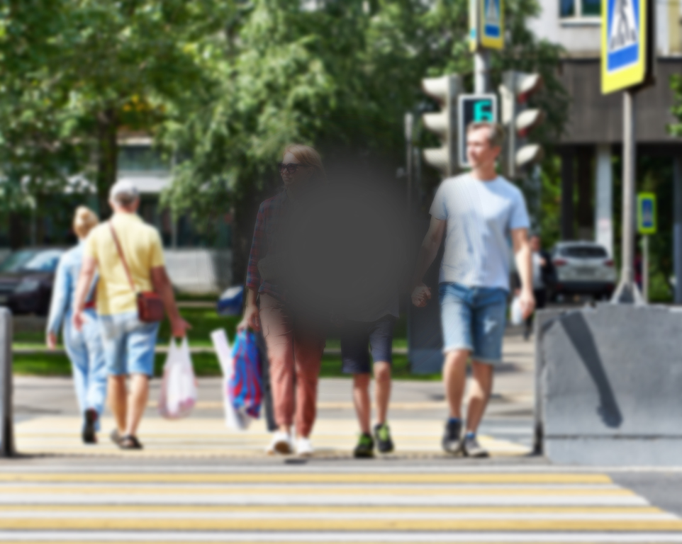 Foto Familie im Verkehr — Sicht verschwommen